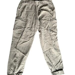 Light Olive Green and Red Relaxed Cargo Pants with Elastic Cuffs (2 pairs)
